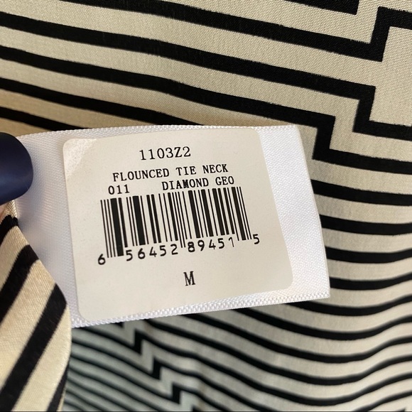 Tracy Reese Silk Tie Neck Flounced Diamond Top M - Picture 9 of 11